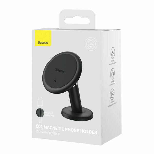 Baseus C01 Car Dashboard Magnetic Stick-On Phone Mount Black - Image 8