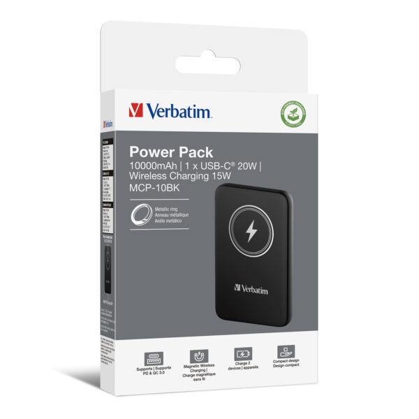 Verbatim Powerbank Wireless Magnetic 10000 Black - Image 4