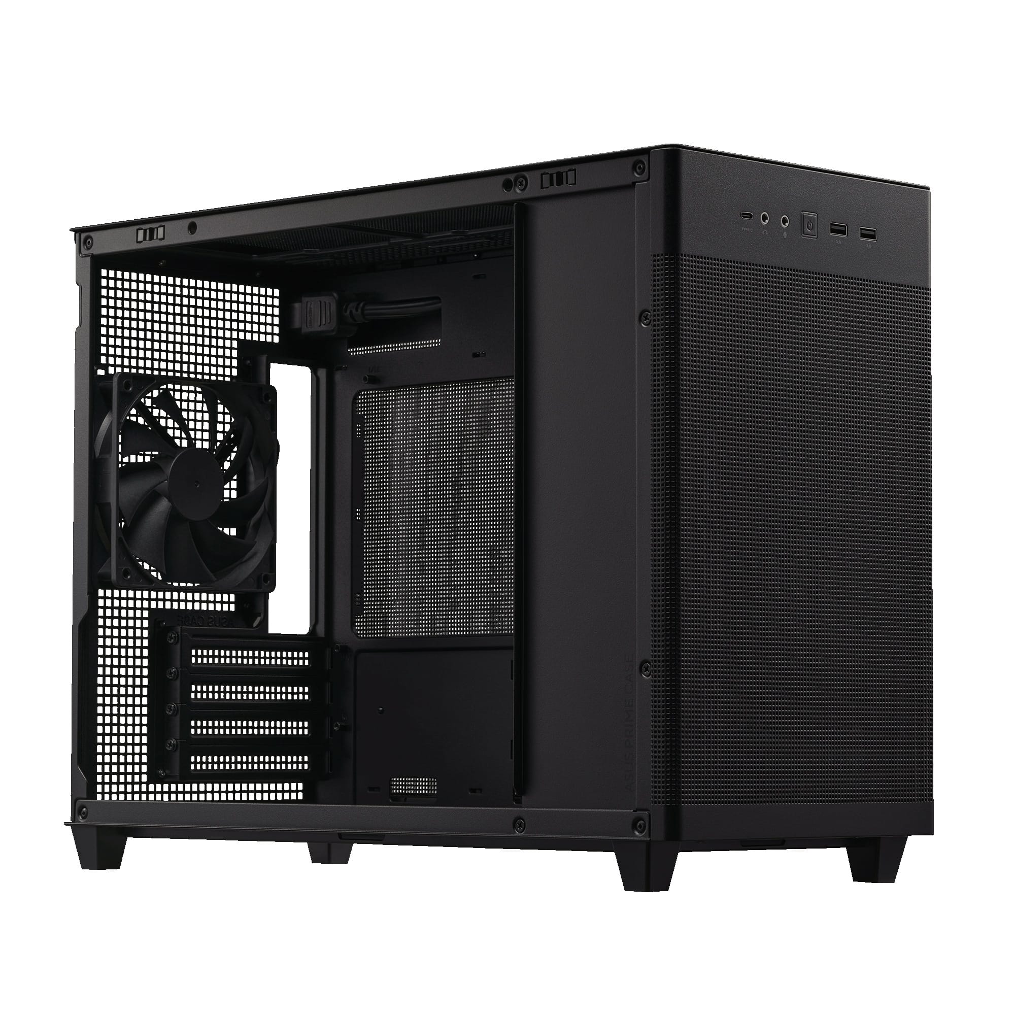 ASUS PC Case Prime mATX Quasi-Filter Mesh Tool-Free Side Panels 1x Pre-Installed Fan USB-C AP201 Mesh Black