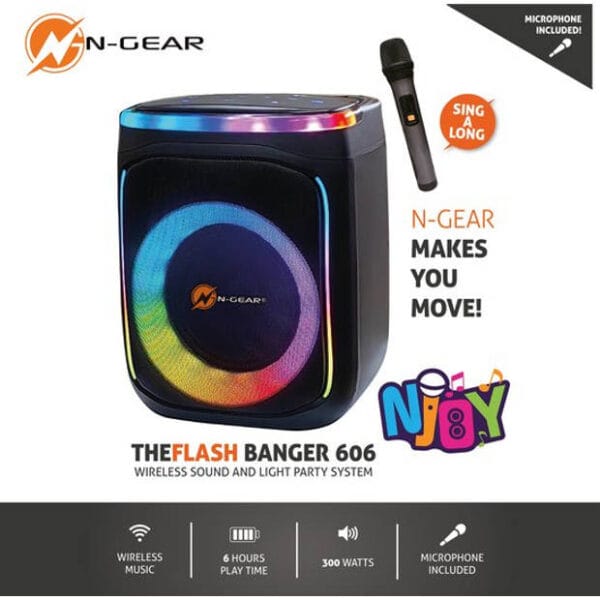 N-Gear FLASHBANGER 606 Karaoke Speaker BT/USB with 1x Wireless Microphone - Image 3
