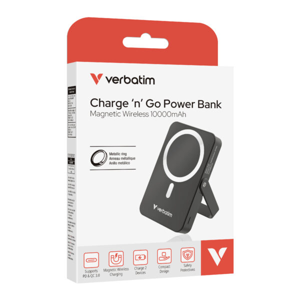 Verbatim Powerbank Wireless Magnetic 10000 with Stand Black 32264 - Image 4