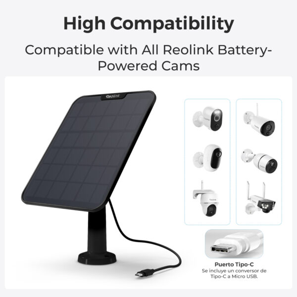 Reolink BPS Solar Panel 2 for Reolink Battery Cameras Black 6W (Type C) - Image 7