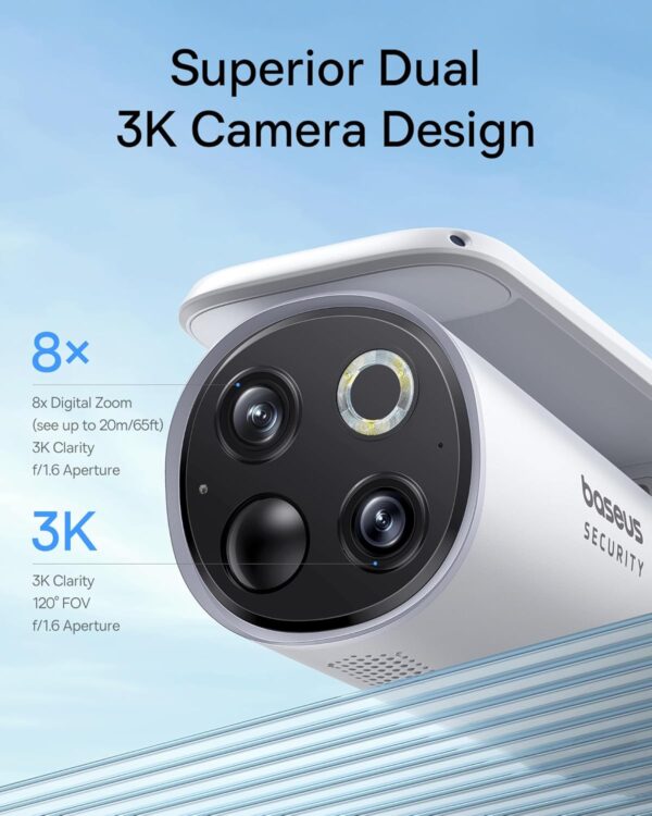 Baseus Security S1 Pro Outdoor Self Rotating Solar 3K 2-Cam Kit White - Image 5