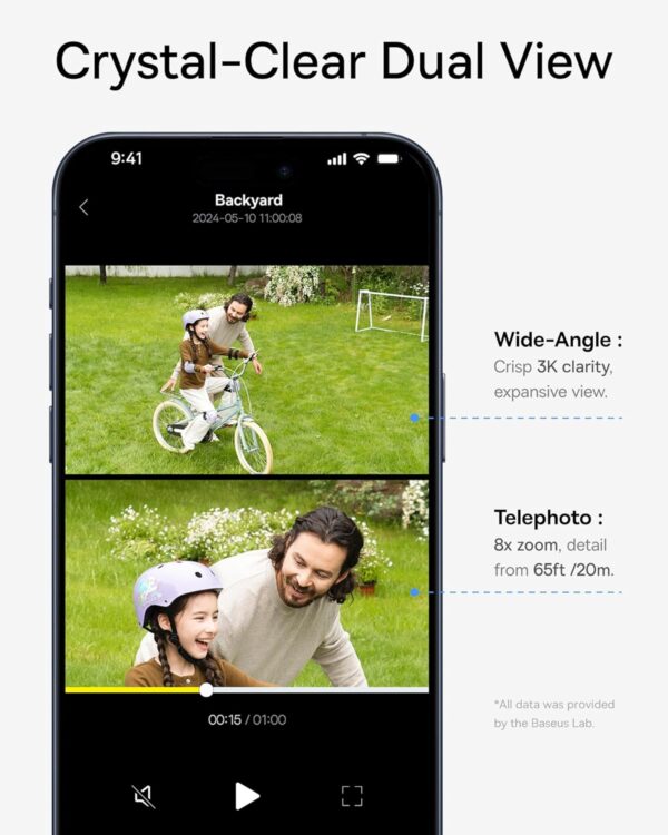 Baseus Security S1 Pro Outdoor Self Rotating Solar 3K 2-Cam Kit White - Image 6