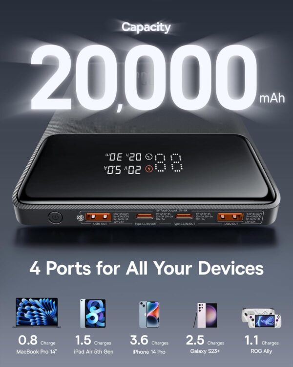 Baseus Powerbank 100W 20000mAh Display BLADE Black - Image 13