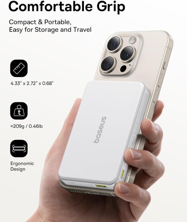 Baseus Powerbank Wireless 22.5W 10000mAh 15W Qi2 Airpow  White - Image 7