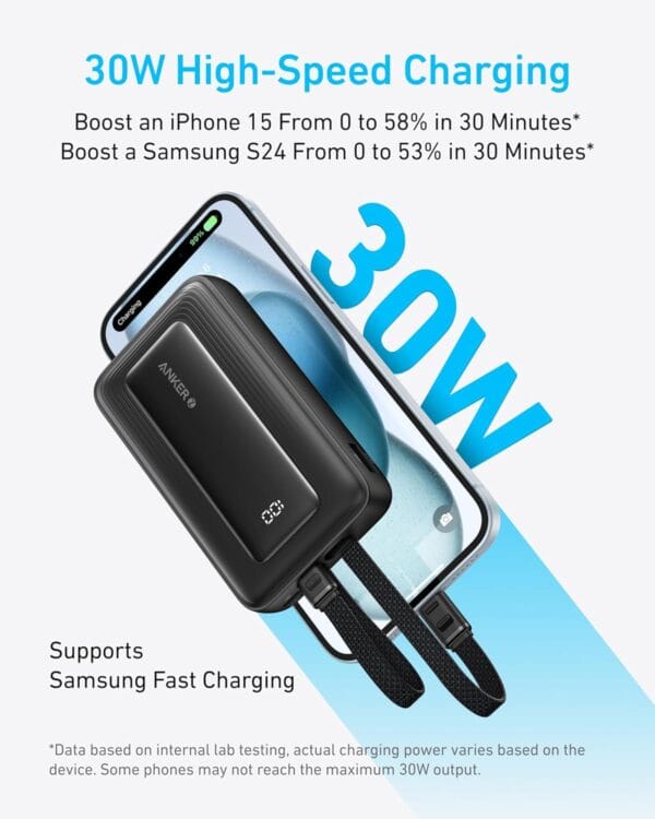 Anker Mobile Powerbank 10000 A1680G11 30W USB-C+Lightning Black - Image 2