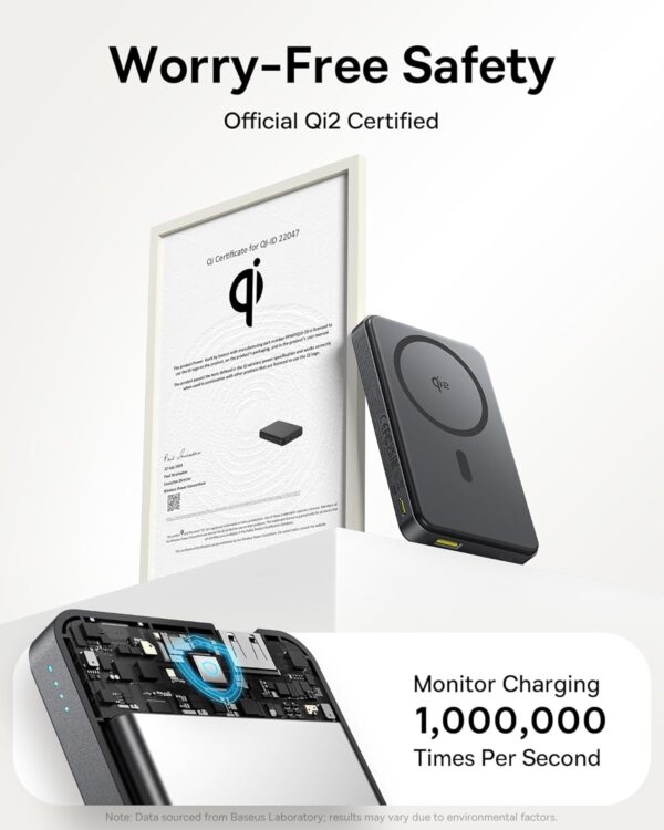 Baseus Powerbank Wireless 22.5W 10000mAh 15W Qi2 Airpow  Black - Image 5