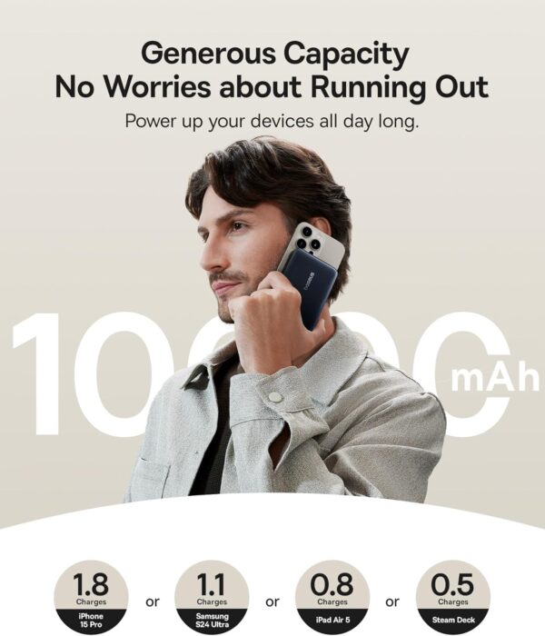 Baseus Powerbank Wireless 45W 10000mAh NOMOS Qi2-Stand Black - Image 4