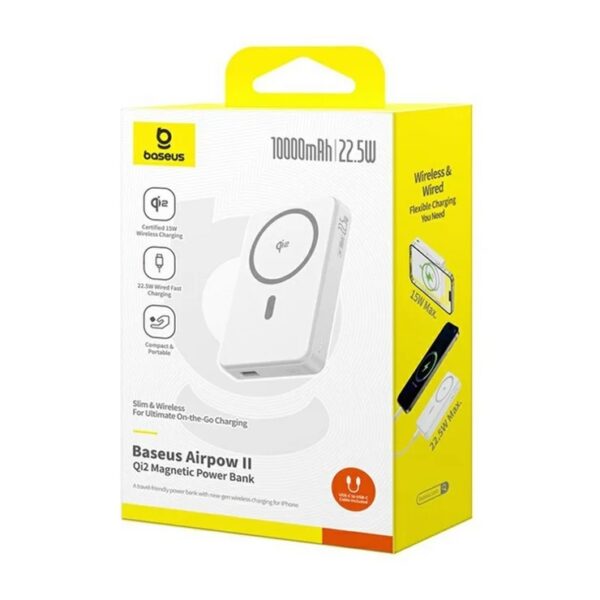 Baseus Powerbank Wireless 22.5W 10000mAh 15W Qi2 Airpow  White - Image 8