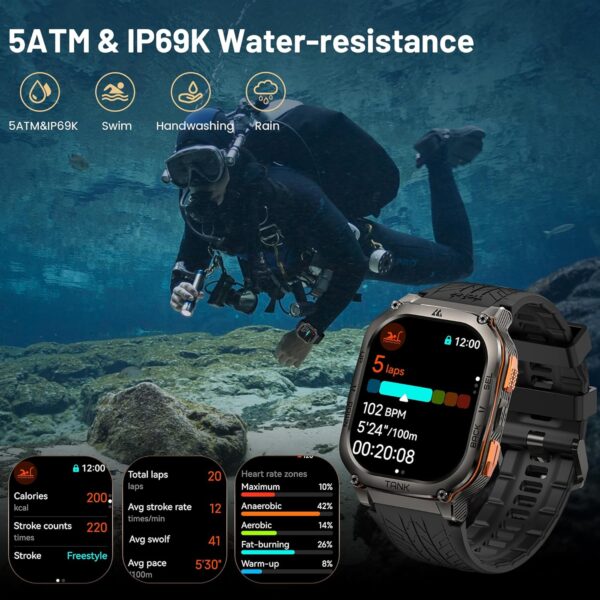 Kospet TANK M3 ULTRA Rugged Smartwatch GPS Silicone Black - Image 7