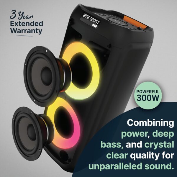 Majority P300 Portable Karaoke Speaker 300W Bluetooth USB FM Wired Mic - Image 7
