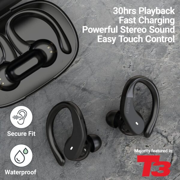 Majority TRU-Sport TWS Earphones IPX7 Black - Image 7
