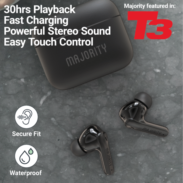 Majority TRU-1 TWS Sports Earphones IPX7 Black - Image 2