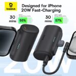 Baseus Powerbank 20W 5000mAh Plug-In Lightning 20W Black - Image 6