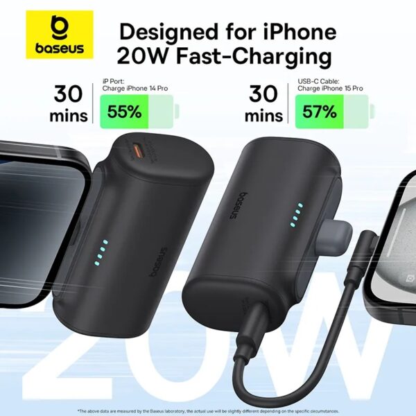 Baseus Powerbank 20W 5000mAh Plug-In Lightning 20W Black - Image 6