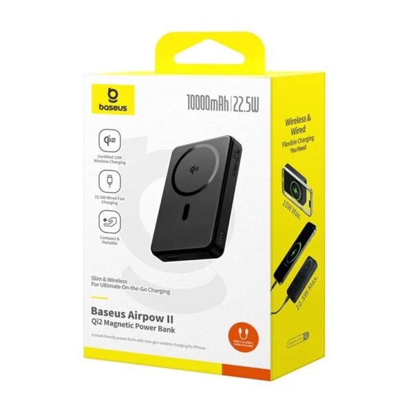 Baseus Powerbank Wireless 22.5W 10000mAh 15W Qi2 Airpow  Black - Image 8