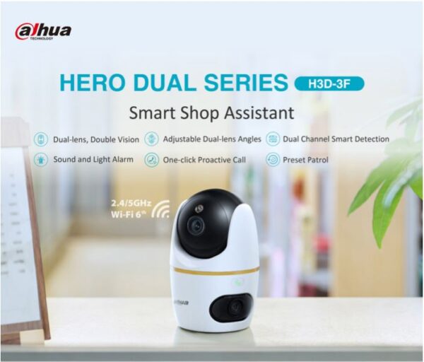 Dahua IP Indoor 3.0MP Wifi PT Dome Dual Lens H3D-3F - Image 2