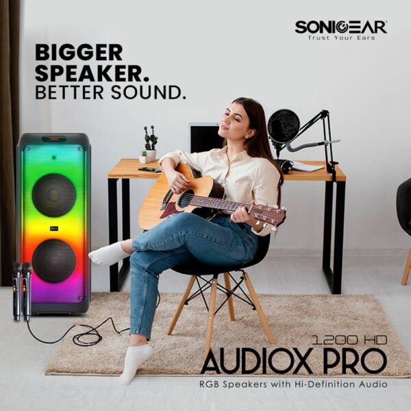 SonicGear AudioXPro1200HD 2 x 12'' Portable Karaoke Speaker with 2 x Wireless Microphones - Image 2