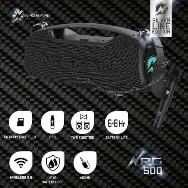 N-Gear NRG500 Portable Karaoke Outdoor Speaker 1xWireless Mic - Image 9