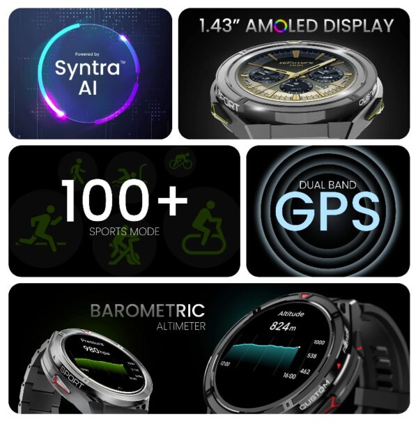 HiFuture Adventure GPS SmartWatch ACTIVE Black/Red with Stainless Steel + Silicone Bands - Image 5