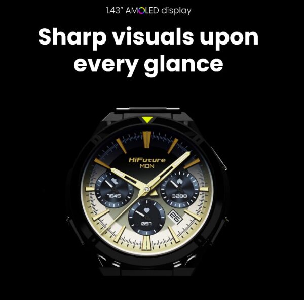 HiFuture Adventure GPS SmartWatch ACTIVE Black/Yellow with Stainless Steel + Silicone Bands - Image 5