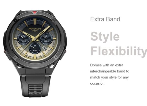 HiFuture Adventure GPS SmartWatch ACTIVE Black/Red with Stainless Steel + Silicone Bands - Image 8