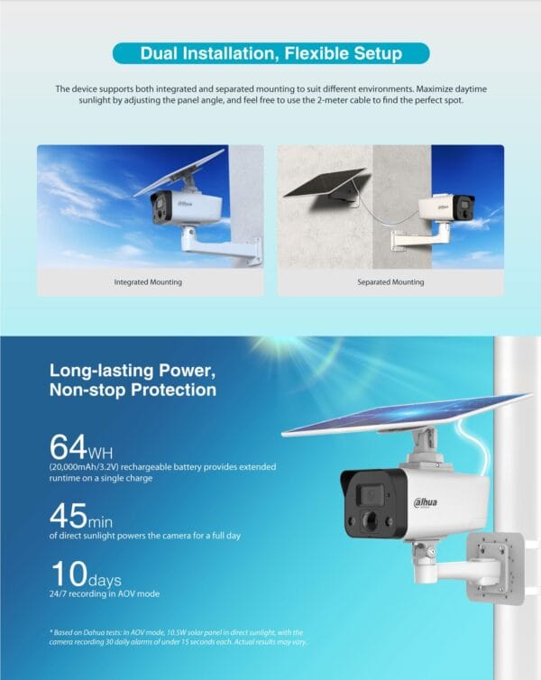 Dahua IP 4.0MP 4G 3.6mm Solar Power Network PT Camera HFW244IDG-4G-SP-B-0360B - Image 11