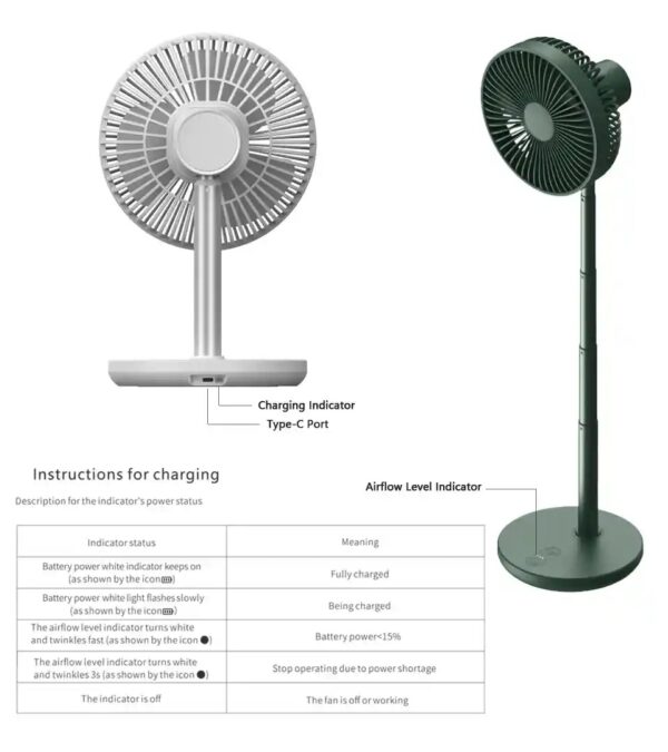Jisulife Extendable Rotating Desktop Fan FA13P White - Image 9