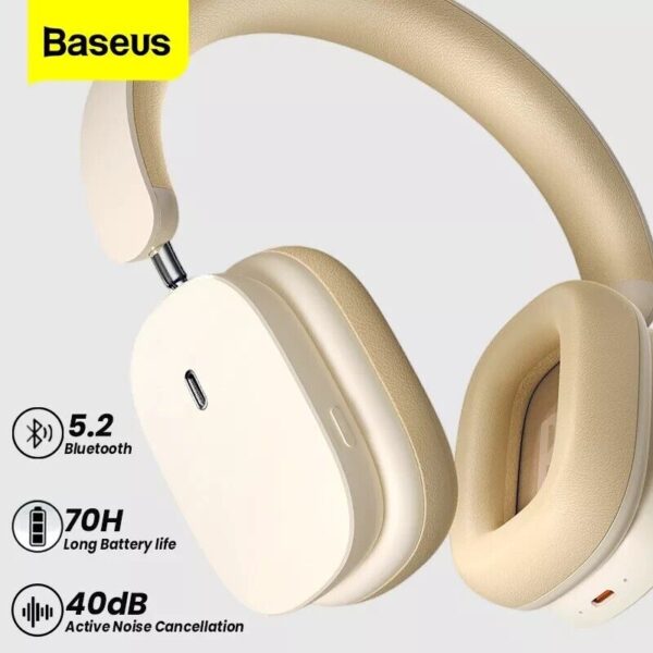 Baseus Bowie H1 Noise Cancelling Wireless Headphones White - Image 9