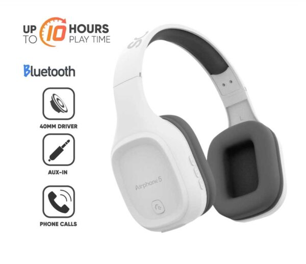 SonicGear Airphone 5 Bluetooth Headphones White Gray - Image 7