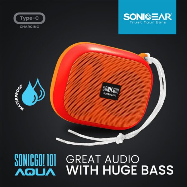 SonicGear SonicGo!101 AQUA Portable IPX7 Bluetooth Speaker Pink - Image 11
