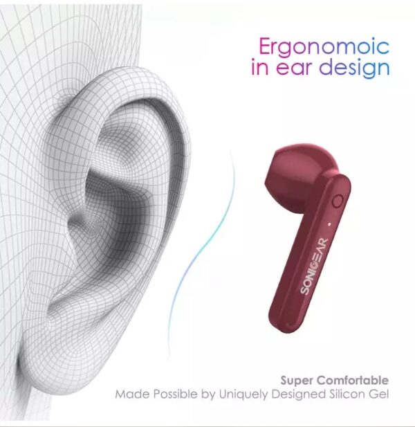 SonicGear EarPump TWS3+  BT Earphones Maroon - Image 6