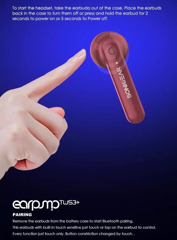 SonicGear EarPump TWS3+  BT Earphones Maroon - Image 8