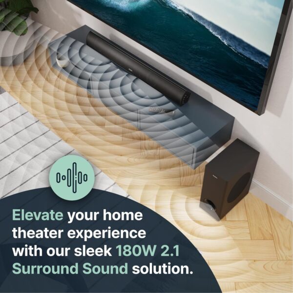 Majority TETON PLUS Soundbar 180W Wireless Subwoofer BT-USB-HDMI - Image 3