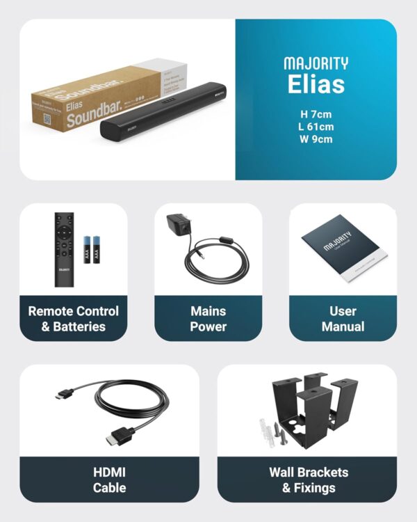 Majority ELIAS Soundbar 2.0.2 160W BT/HDMI/Optical Dolby Atmos - Image 7