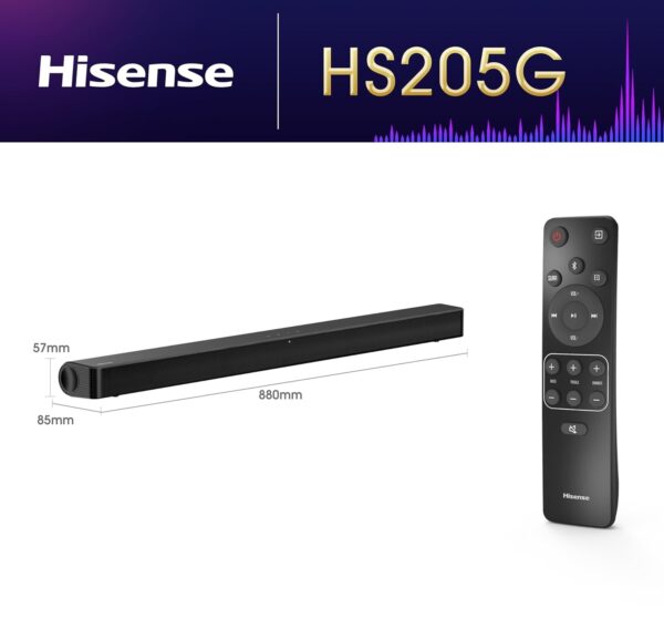 Hisense HS205G Dolby-DTS Virtual X Soundbar 120W BT-USB-HDMI - Image 6
