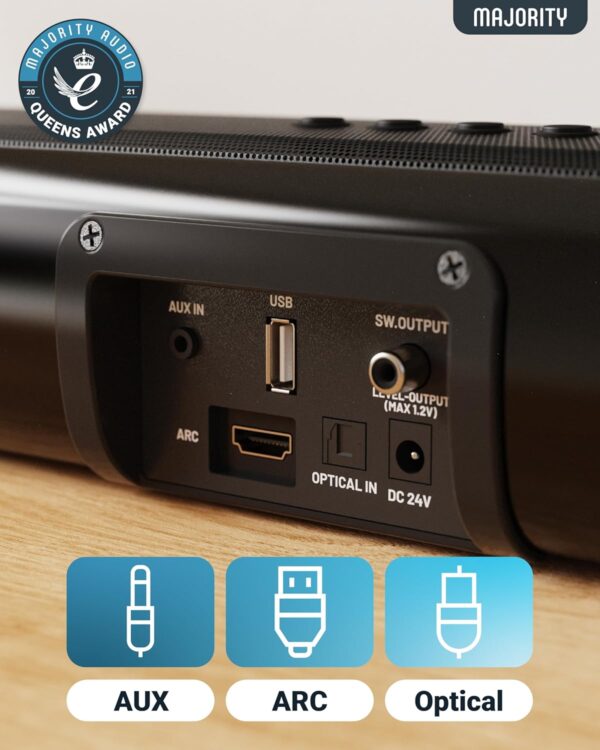 Majority Soundbar NAGA60 120W 2.1 3D Sound Built-in Sub & Wall Mount - Image 4