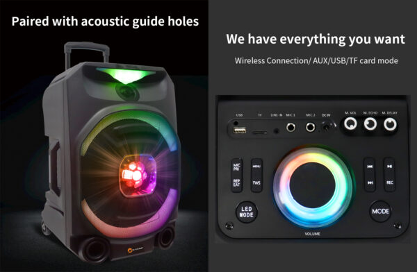 N-Gear FLASH1550 Disco Portable Karaoke Speaker with Wireless Mic & LED Effects - Image 4