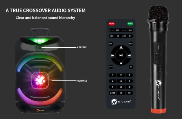 N-Gear FLASH1550 Disco Portable Karaoke Speaker with Wireless Mic & LED Effects - Image 3