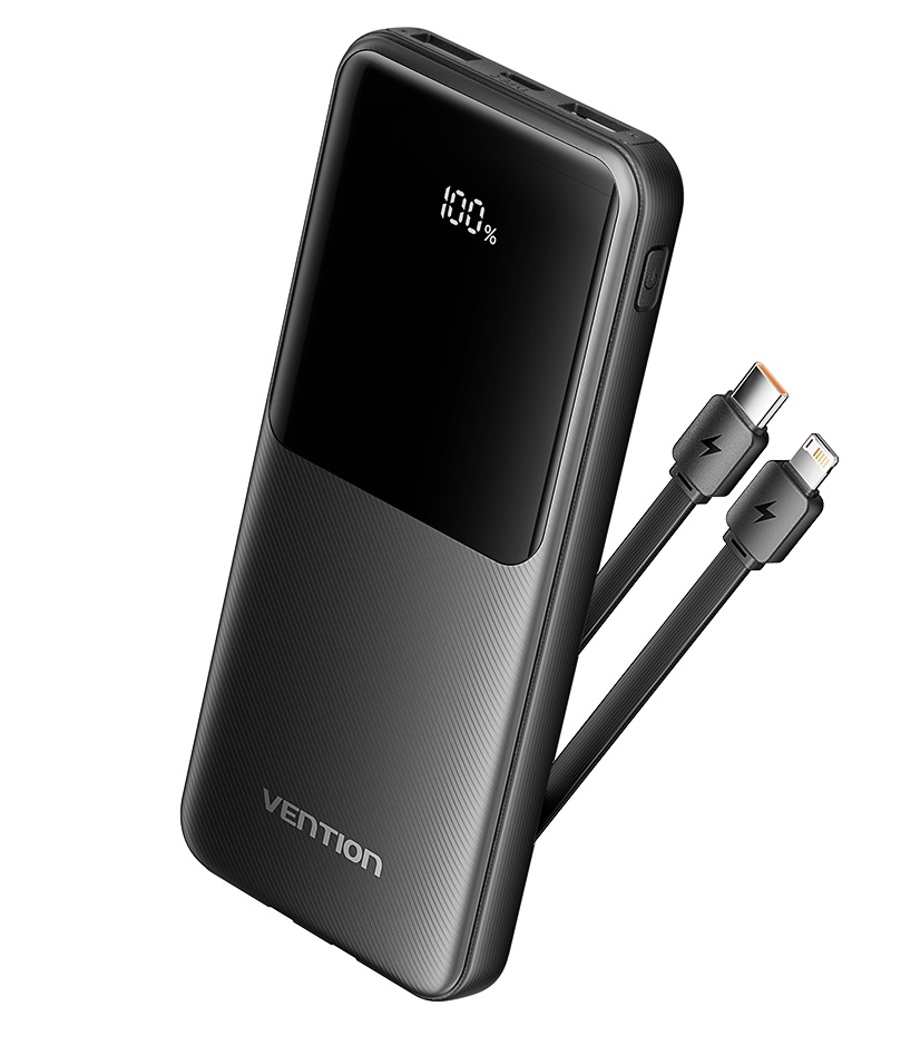 Vention Powerbank 10000mAh 22.5W Built-in USBC+Lighting Black FHOB0