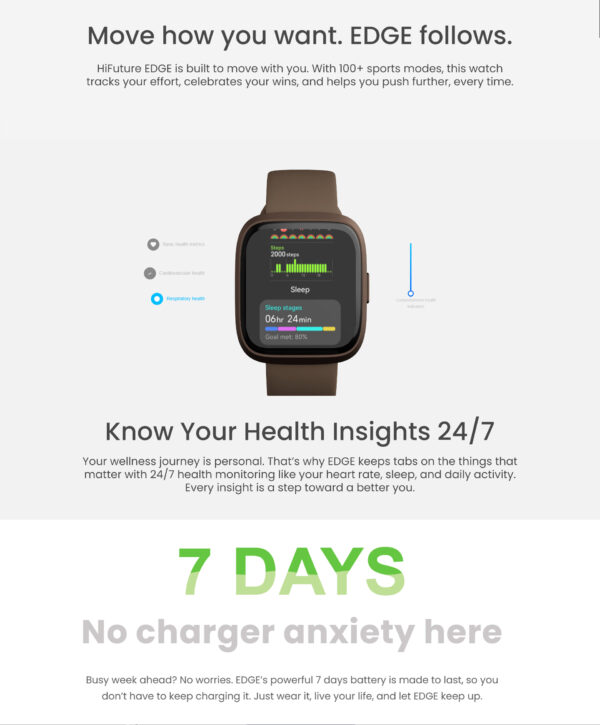 HiFuture Fashion SmartWatch EDGE Pink - Image 7