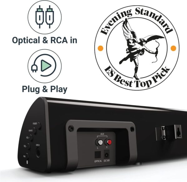 Majority SNOWDON II 2.1 Soundbar with Built In Subwoofer 120W BT & Optical Black (UK) - Image 4