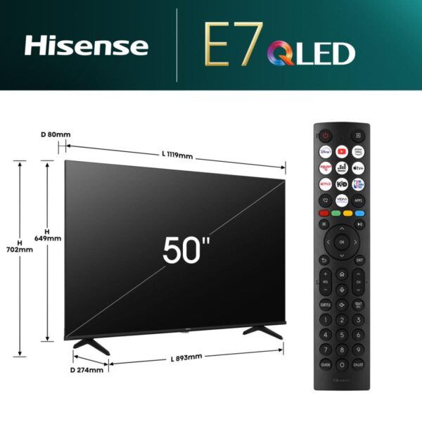 Hisense 55U7Q 55'' 4K Smart QLED MINI LED 120hz Gaming TV - Image 2