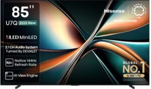 Hisense 85U7Q 85'' 4K Smart QLED MINI LED 144hz TV