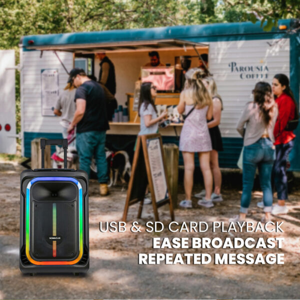 SonicGear Portable Karaoke Speaker 12'' 240W TWS BT/USB 2x Mics HYPERBOX 1300 Pro - Image 5