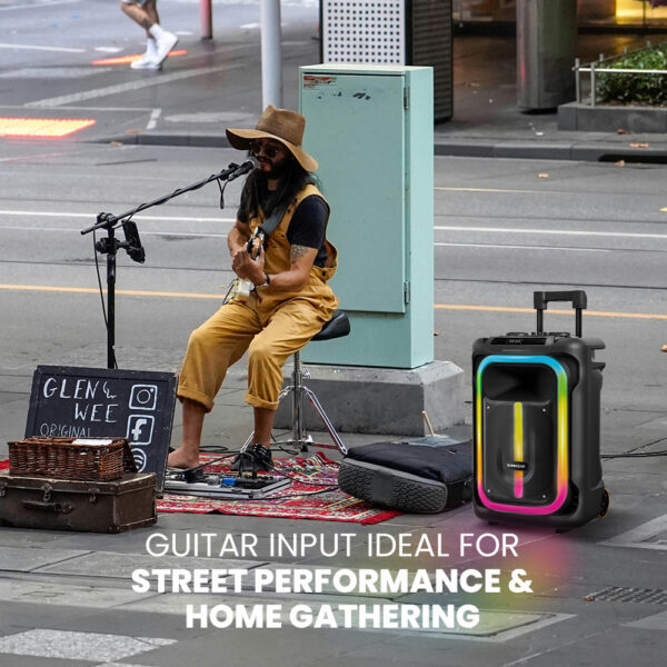 SonicGear Portable Karaoke Speaker 12'' 240W TWS BT/USB 2x Mics HYPERBOX 1300 Pro - Image 7