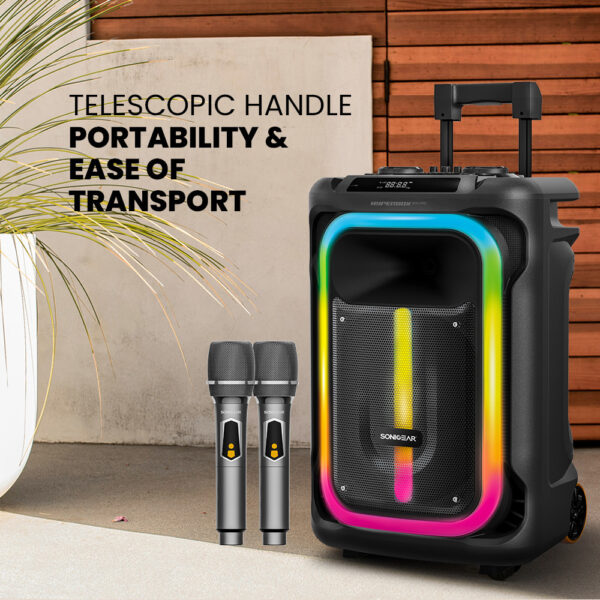 SonicGear Portable Karaoke Speaker 12'' 240W TWS BT/USB 2x Mics HYPERBOX 1300 Pro - Image 8