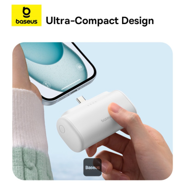 Baseus Powerbank 20W 5000mAh Plug-In USB-C 20W White - Image 17