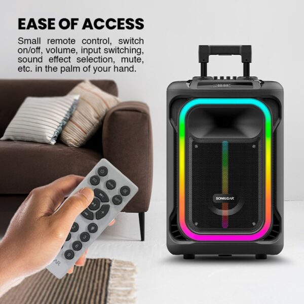 SonicGear HYPERBOX 1500 Pro 15'' Portable Karaoke Speaker 240W BT/USB 2x Wireless Mics - Image 4